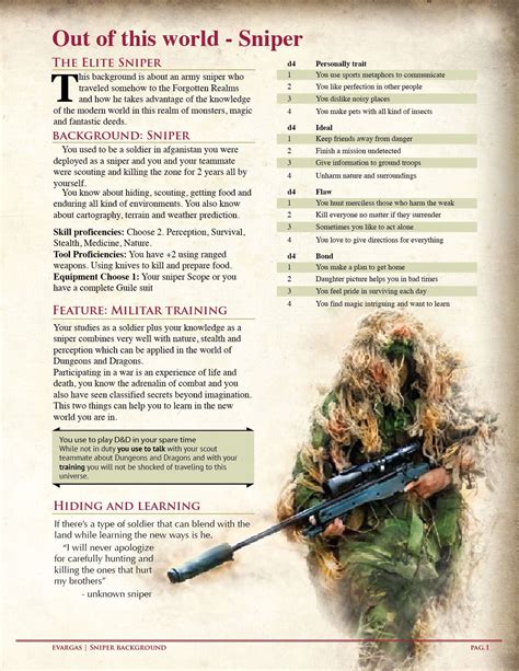 sniper 5e|dnd 5e sniper class homebrew.